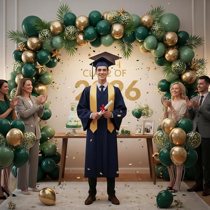 Sage Green and Gold Balloons, 12 Inch Emerald Forest Hunter Dark Green Metallic - Image 6