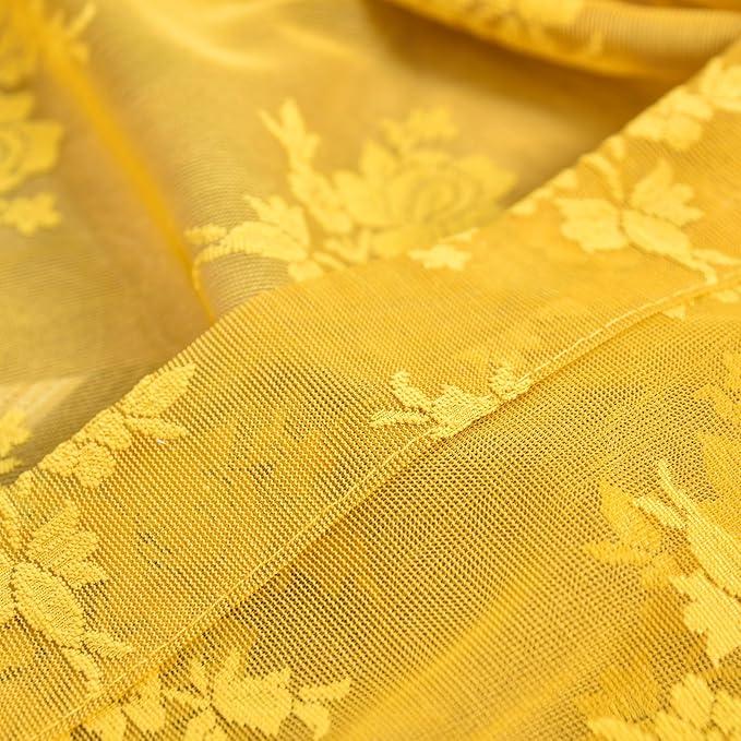Kotile Mustard Yellow Lace Curtains - Image 8