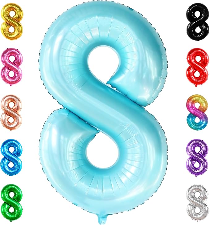 KatchOn, Giant Light Blue Number 8 Balloon by KatchOn