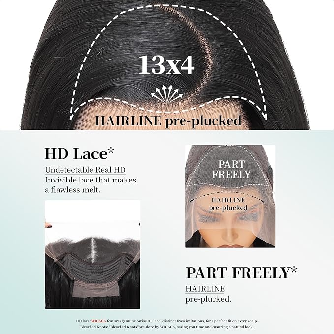 Chocolate Brown 13x4 Layered Hairstyle Synthetic Lace Front Wig Glueless Pre Plucked 26inch Dark Brown Long Straight Black Wig for Women Beginner Friendly