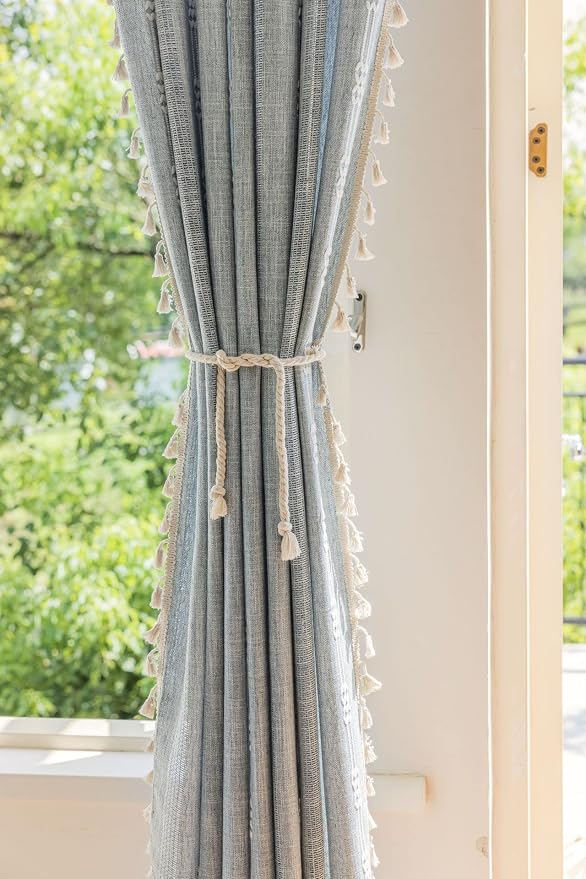 Boho Embroidery Striped Farmhouse Curtains - Image 3