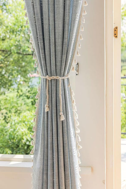 Boho Embroidery Striped Farmhouse Curtains - Image 3