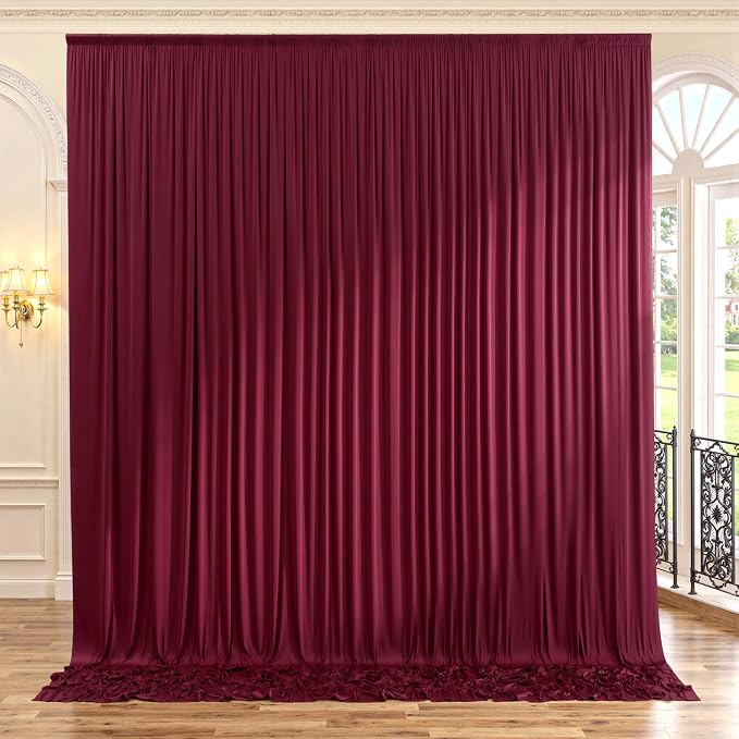 10x8ft Wrinkle Free Burgundy Backdrop Curtain Maroon Backdrop Drapes, Thick by ENJOYYOURPARTY