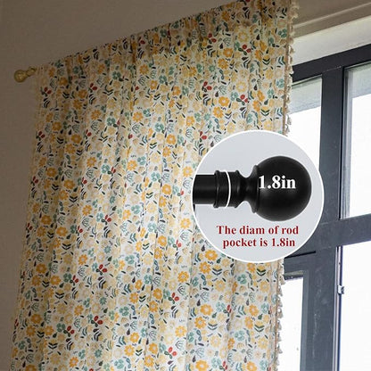 ENJOYBRIDAL Floral Curtains 96 Inch Length 2 Panels Tassel Boho Semi-Sheer - Image 2
