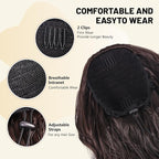 LEEONS 26 inch Drawstring ponytail Extension, Black Long Wavy pony tails hair extensions for Women - Synthetic Hairpiece Ponytail for Daily Use (Black)