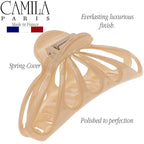 Camila Paris CP3082 French Hair Clip for Women Thick Long Curly Wavy Hair, Beige, Girls Hair Claw Clip Fashion Styling Accessory, Strong Hold No Slip Grip, Made in France
