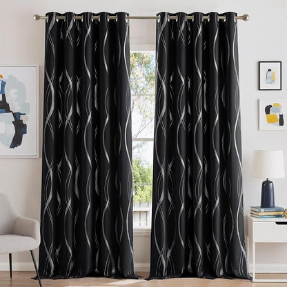 NICETOWN Black Blackout Patterned Curtain by NICETOWN