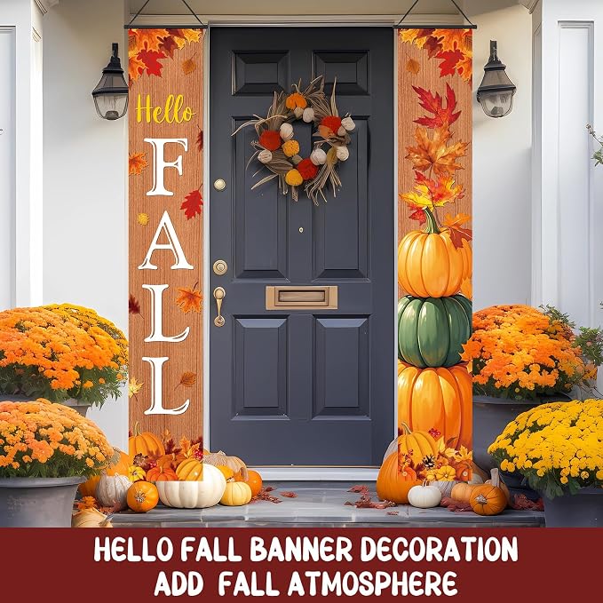 Preboun 12 Pairs Seasonal Door Banner Decorations Set Summer Fall Welcome - Image 6