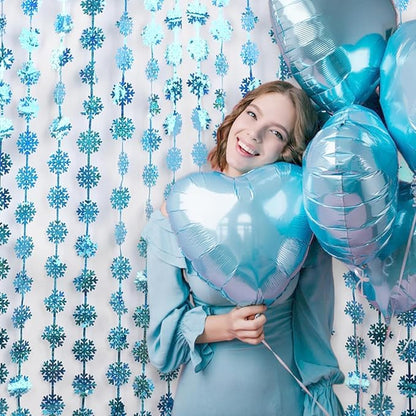 BRAVESHINE Blue Hanging Foil Fringe Snow Flakes Party Snowflake Backdrop | 2 - Image 9