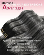 Moresoo Black And Grey Clip in Hair Extensions Ombre Natural Black to Silver Grey Hair Extensions Real Human Hair Clip ins Short Remy Straight 80g/5pcs 10 inch