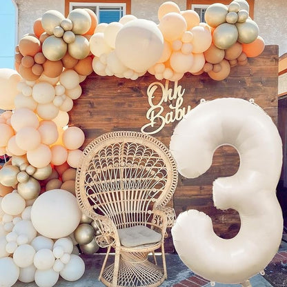 Cream Number 3 Balloon 40 Inch Beige Nude Number 3 Balloon - Image 7