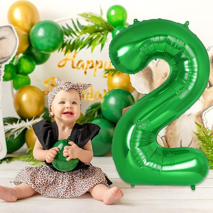 Dark Green Number 2 Balloon 40 Inch, Big Large Foil Helium Number Balloons - Image 4