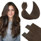 SURNEL Tape in Extensions Human Hair 22 inch #4 Chocolate Brown Tape in Hair Extensions 20 pcs 50g(#4-22)