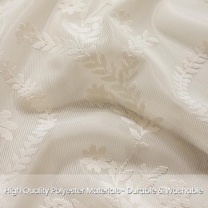 WAZZIO Boho Lace Curtains 2 Panels 108 Inches -Cute Vintage Victorian Sheer - Image 4