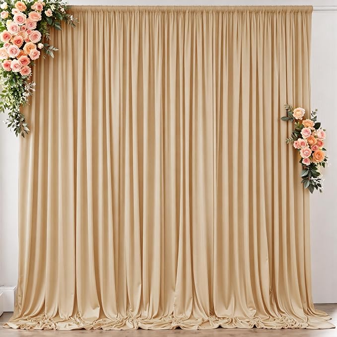 10ft x 8ft Wrinkle Free Champagne Backdrop Curtain - Image 8