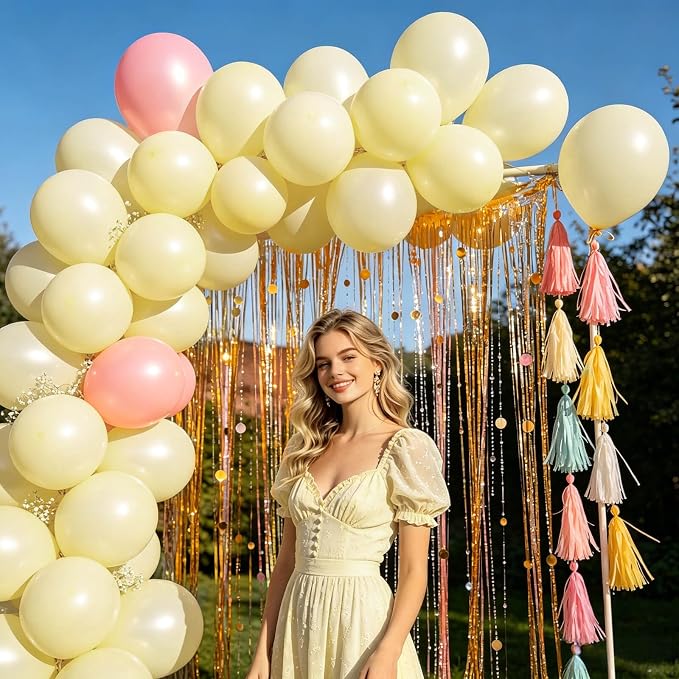 100pcs Pastel Yellow Latex Balloons 12 inch | Light Yellow Round, Helium - Image 3