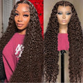 Chocolate Brown Lace Front Wig 13x6 Deep Wave Lace Front Wigs Human Hair Pre Plucked Brown Wig Human Hair 210 Density Frontal Wigs Human Hair Glueless Wig For Women