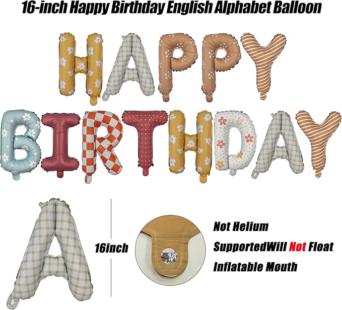 Happy Birthday Balloon Banner 16 in Happy Birthday Letter Balloons | Fabric - Image 2