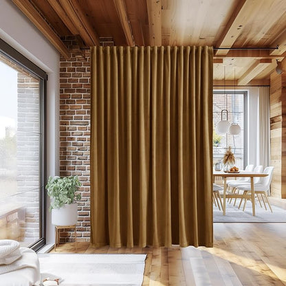 Gold Brown Velvet Blackout Curtains - Image 4