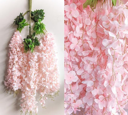 Wisteria Hanging Flowers 24 Pack Artificial Flowers Fake Wisteria Vine Rattan - Image 3