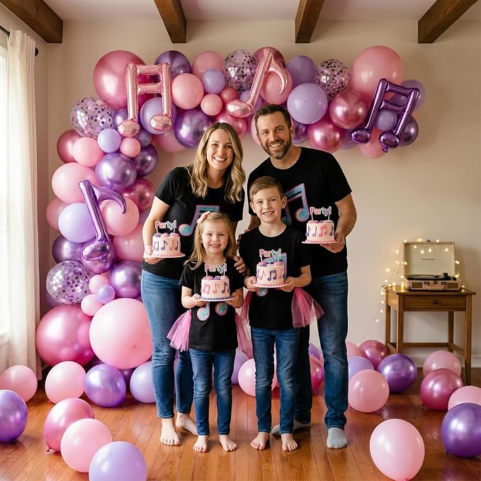 Pink and Purple Balloons, Music Note Balloon Foil, 12 Inch Metallic Pastel - Image 5
