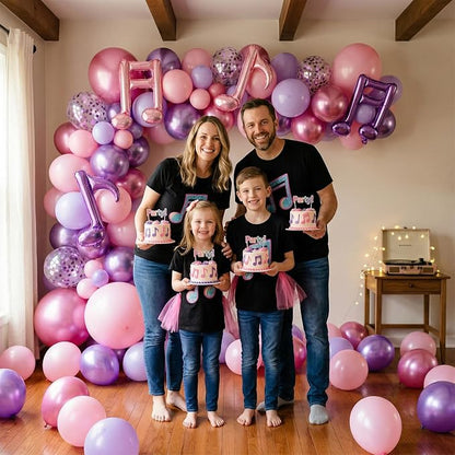 Pink and Purple Balloons, Music Note Balloon Foil, 12 Inch Metallic Pastel - Image 5