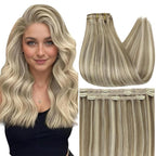 Full Shine Human Hair Clip in Extensions for Woman Balayage Ash Brown Hair Extensions Clip ins Light Blonde Highlight Invisible Lace 12 Inch for Short Hair Ease of Use 3 PCS 60 G