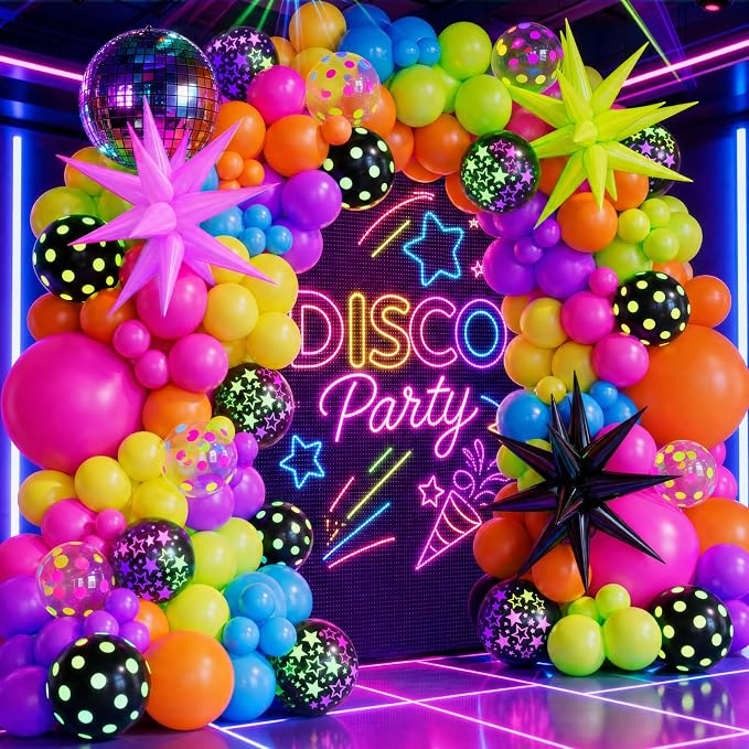 Neon Balloon Garland Arch Kit Neon Birthday Party Decorations | Hot Pink Orange - Image 5