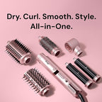L'ANGE HAIR TurboStyle All-in-One Air Styling & Drying System | 5-in-1 Attachments with Auto-Wrap Curlers & Volumizing Brush | Fast-Drying Brushless Motor Dryer | Dual Voltage | All Hair Types (Blush)