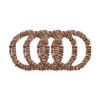 slip Silk Skinny Scrunchies - Light Brown | Set of 4 Skinny Scrunchies | 100% Mulberry Silk, Anti-Crease, Gentle on Hair, Reduces Breakage | Stylish & Durable, Ideal for All Hair Types