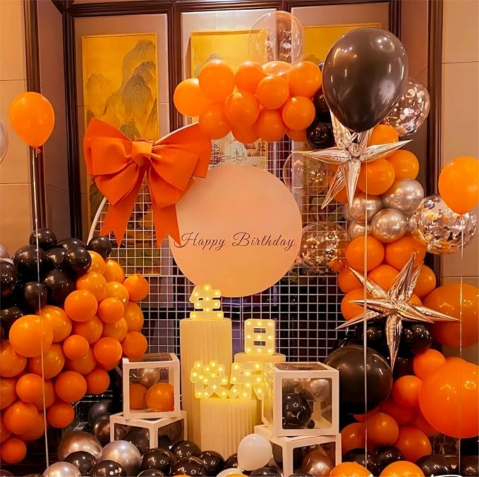 130pcs 18 12 10 5 Inch Black and Orange Balloons Garland Arch Kit | Different - Image 4