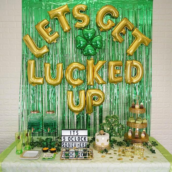 10 Pack Green Backdrop Curtain 3.2ft x 8.2ft Metallic Tinsel Foil Fringe - Image 6