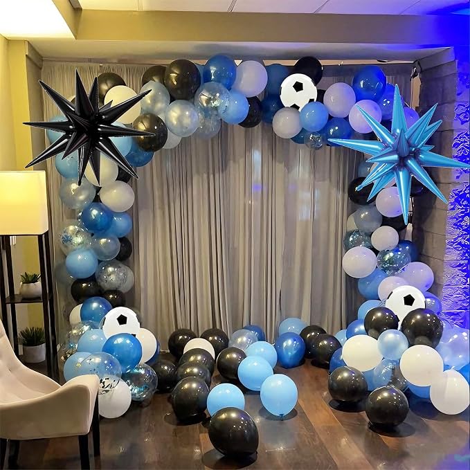 Soccer Balloons, 12inch Black Blue White Balloons, Football Printed Balloon - Image 4