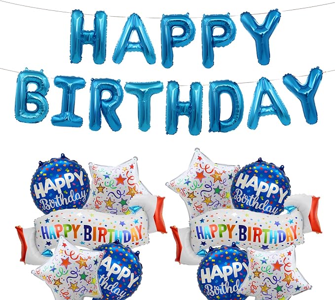 Birthday Decoration Set Colorful Happy Birthday Banner Balloon by OSAMUHA