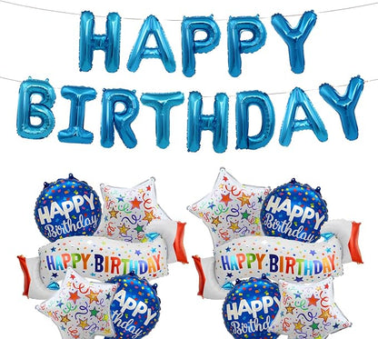Birthday Decoration Set Colorful Happy Birthday Banner Balloon by OSAMUHA