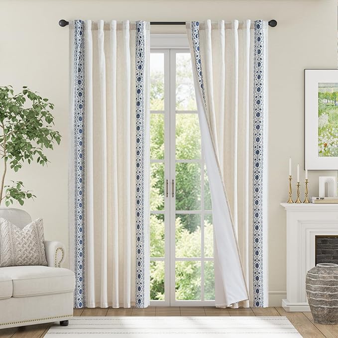 jinchan Floral Linen Curtains - Image 3