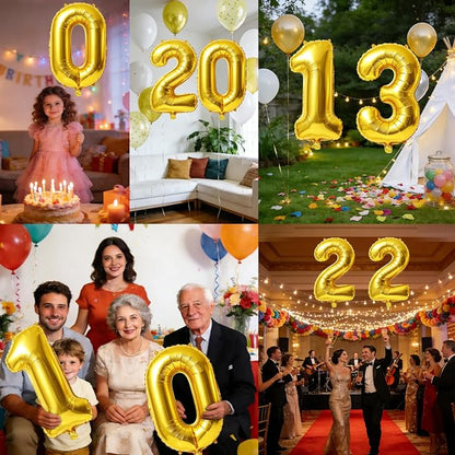 40 Inch Number 13 Balloons for 13th Birthday Party Decorations, 0-100 Gold - Image 7