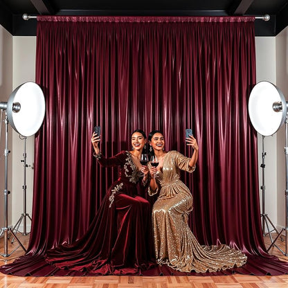 40x10ft Burgundy Glitter Backdrop Curtain - Image 7