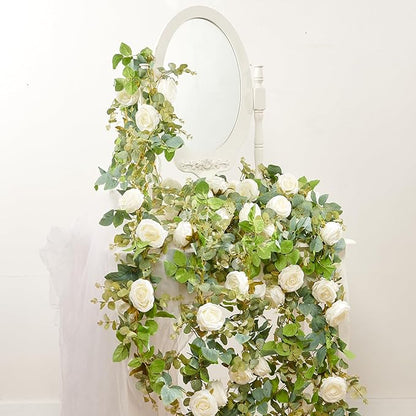 Artificial Flower Garland 2pcs 5.4ft Floral Peony Vine Decor, Hanging Faux by PONKING