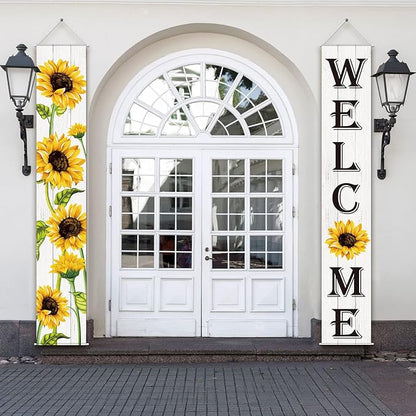 Tatuo Sunflower Welcome Hanging Banners Summer Porch Banners Flags Spring Door - Image 5