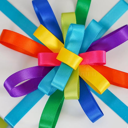 3/8 Inch Satin Ribbon Set – 10 Rolls Rainbow Double Face Ribbon - Image 5