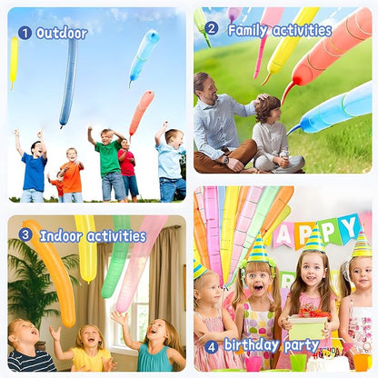 100 Rocket Balloons with 2 Pumps and 5 Helicopter Balloon Toys | Whistling - Image 5