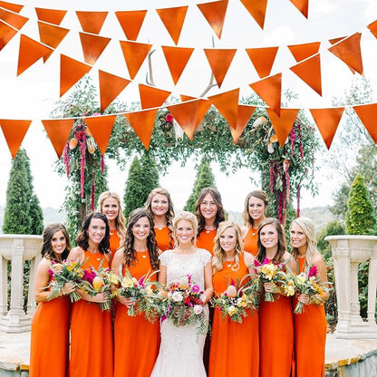 Orange Party Decorations Metallic Fabric Triangle Pennant Banner Flag Bunting - Image 4