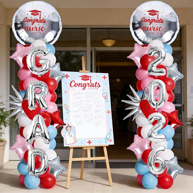 2 Set Adjustable Nurse Graduation Balloon Column Stand Kit Class of 2026 - Image 5