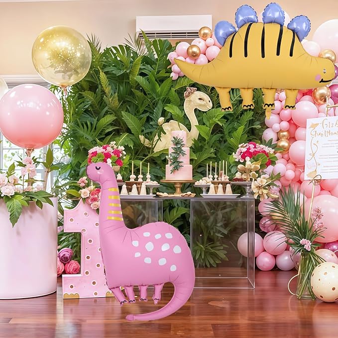 Giant Dinosaur Foil Balloons, 38-43 Inch Big Cute Pink Yellow Dinosaur Helium - Image 7