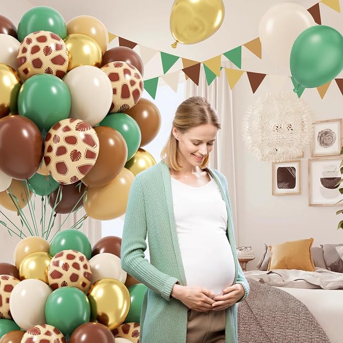 60pcs Safari Balloons, Sage Green Coffee Brown Light Brown Nude Sand White - Image 4