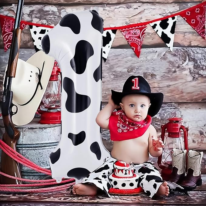 Cow Print Number 1 Balloon, Large 40 Inch Cow Number Birthday Balloons - Image 4