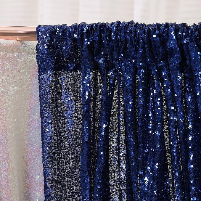 Poise3EHome 2ft x 8ft Blue Sequin Photography Backdrop Curtains 2 Panels - Image 5