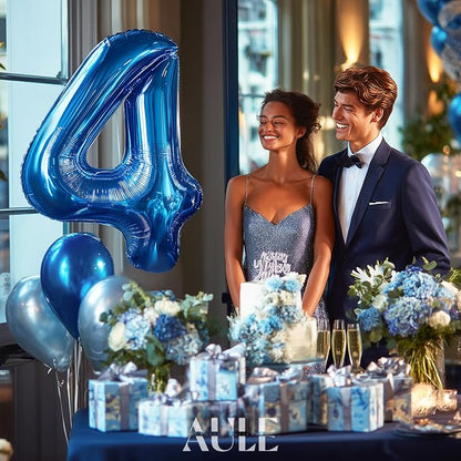 AULE 40 Inch 4 Blue Balloon Number Foil 0-9 Birthday Big Numbers | Birthday - Image 2