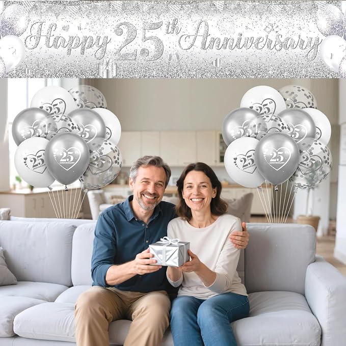 Silver 25th Wedding Anniversary Decorations - Image 3